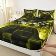 thumbnail image 3 of Castle Fairy Video Game 4-Piece Queen Sheet Set: Teens’ Futuristic Cubes Black Golden Luxury, 3 of 7
