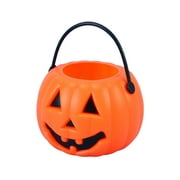 24pcs Halloween Portable Pumpkin Bucket Children Trick or Treat Pumpkin Candy Pail Holder (Orange)