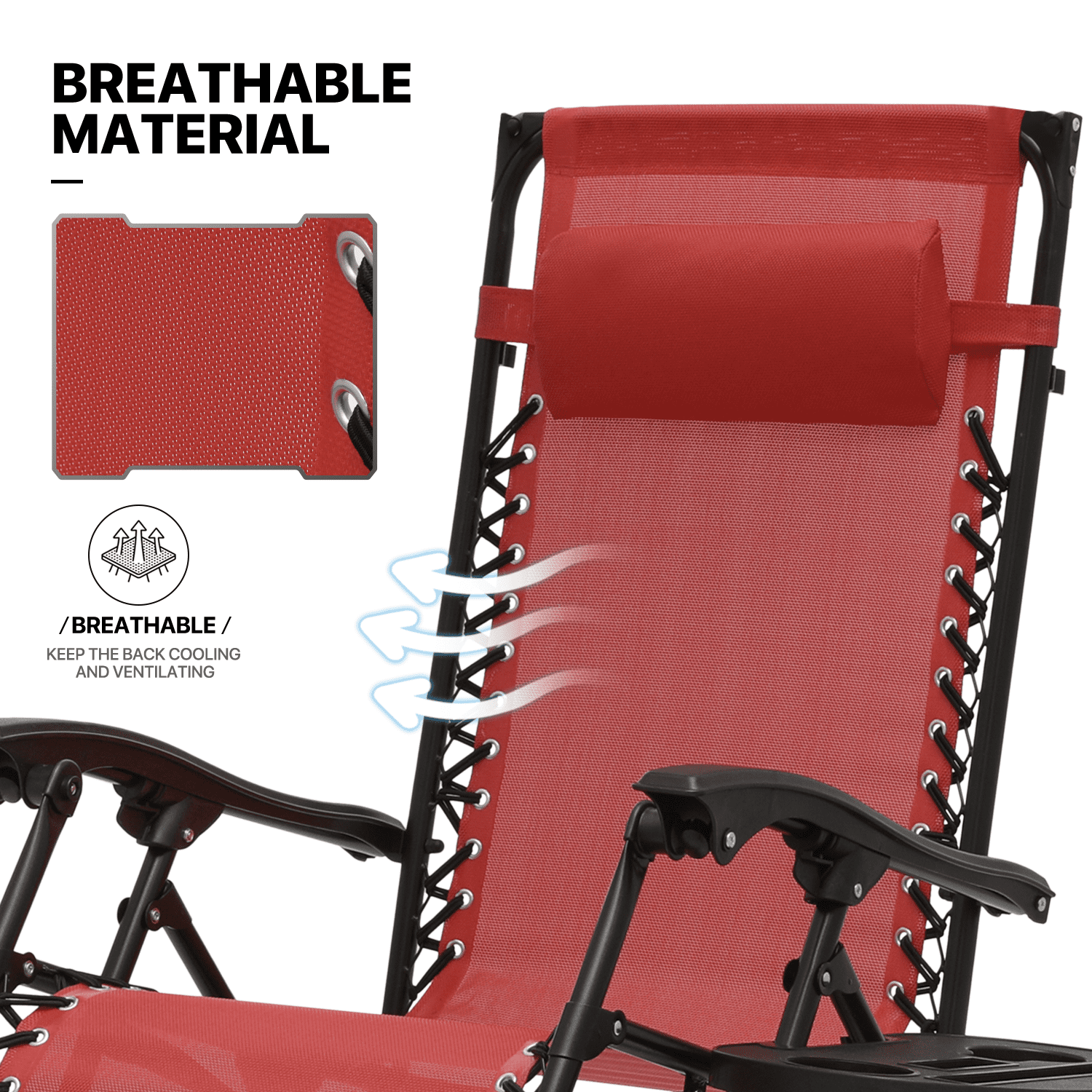MoNiBloom Lounge Beach Chair Chair Set of 2, Adjustable Lounger with Sun Shade and Pillow for Beach Pool Sports Yard, Maroon