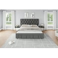 thumbnail image 1 of Queen Size Upholstered Platform Bed Frame with Button Tufted Headboard – 2 Storage Drawers – Sturdy Wooden Slats – Noise-Free – No Box Spring Needed –– Color: QUEEN - Gray, 1 of 8