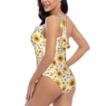 thumbnail image 4 of Rateoe Brown Leaf Sunflower Pattern Women One Piece Swimsuits Tummy Control One Shoulder Bathing Suits Ruffle Swimwear-, 4 of 6