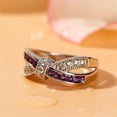thumbnail image 3 of Dazzlingdaimonds Jewels 2.00Ct Princess Cut Amethyst & Diamond Engagement Wedding Band Ring 14K White Gold Plated 925 Sterling Silver For Women's -7.5, 3 of 4