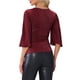 thumbnail image 3 of BLUSA V DE CUELLO EN FORMA DE INSPIRACIÓN CHIC PARA MUJERES, TOP ELEGANTE DE MANGA 3/4 CON VOLANTES, BLUSAS FLUIDAS PARA FIESTAS Y CLUB, S ROJO, 3 of 6