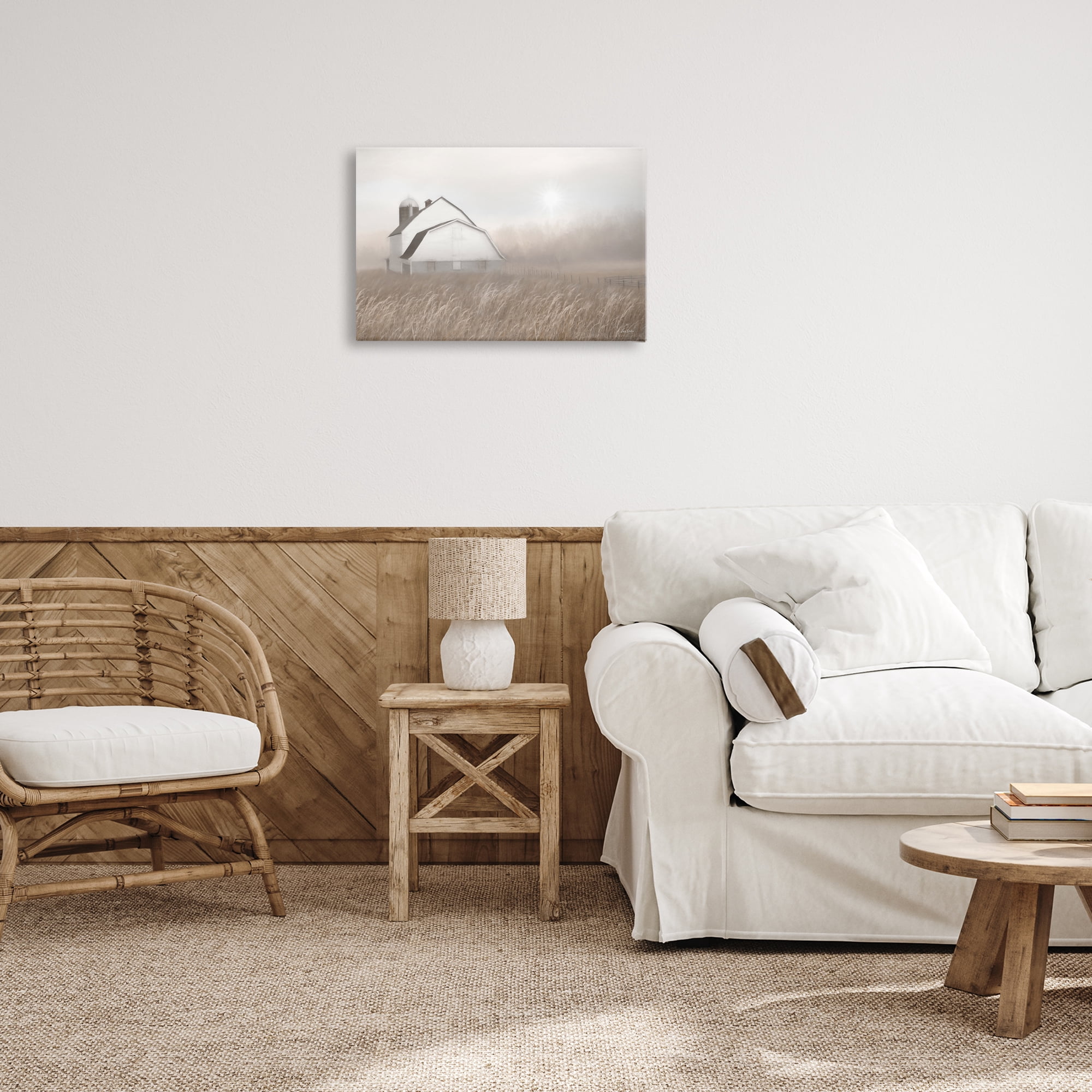 Stupell Industries Windblown Farm Grasses Landscape & Nature Painting Wrapped Canvas Art Print Wall Art, 24 x 16