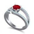 thumbnail image 2 of 2.50 Carat Unique Round Cut Red Ruby & Aquamarine Gemstone Bridal Ring for Ladies 18K White Gold Size 6.5 by Diamond-Capitals, 2 of 8