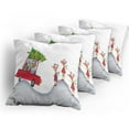 thumbnail image 5 of Ambesonne Christmas Throw Pillow Cover 4 Pack, Reindeer Family Noel, 16", Grey White, 5 of 7