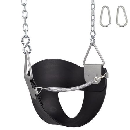 Swing Set Stuff Inc. Highback Half Bucket with Chains and Hooks (Black)