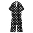 thumbnail image 6 of Women's Dressy Polka Dots 2 Piece Outfits - V Neck Shawl Collar Blouses & Wide Leg Pants Lounge Sets with Pockets, 6 of 6