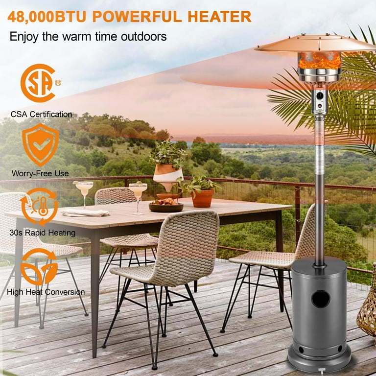 48000 Btu Large Patio Heater Gas Wood Pellet Patio Heater FOOWIN