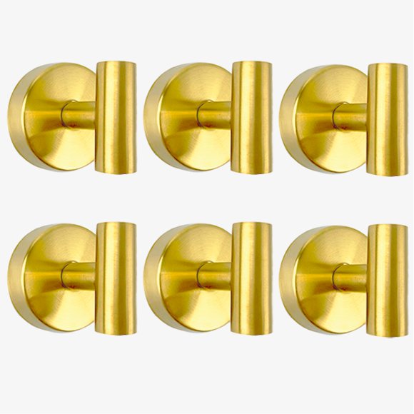 6 ganchos para toallas de ducha con ventosa para montaje en pared, resistente, sin taladro, ganchos de acero inoxidable impermeables Sus304 para dormitorio, baño, cocina, hotel y oficina (dorado cepil