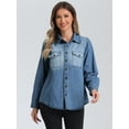 thumbnail image 4 of DARING DIVA Women's Trendy Long Sleeve Button Down Washed Denim Jacket XS Light Blue, 4 of 6