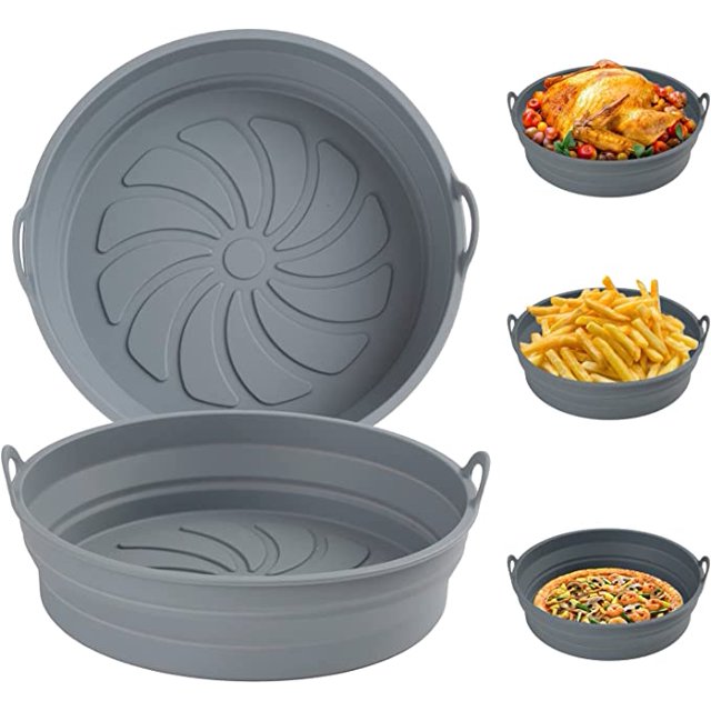 Jinsinto 2 Collapsible Silicone Fryer Basket for Philips, Air Fryer Baking Paper for COSORI, Air Fryer Accessory, Parchment Paper Sheets, Air Fryer Mold, Baking Mat(20cm)