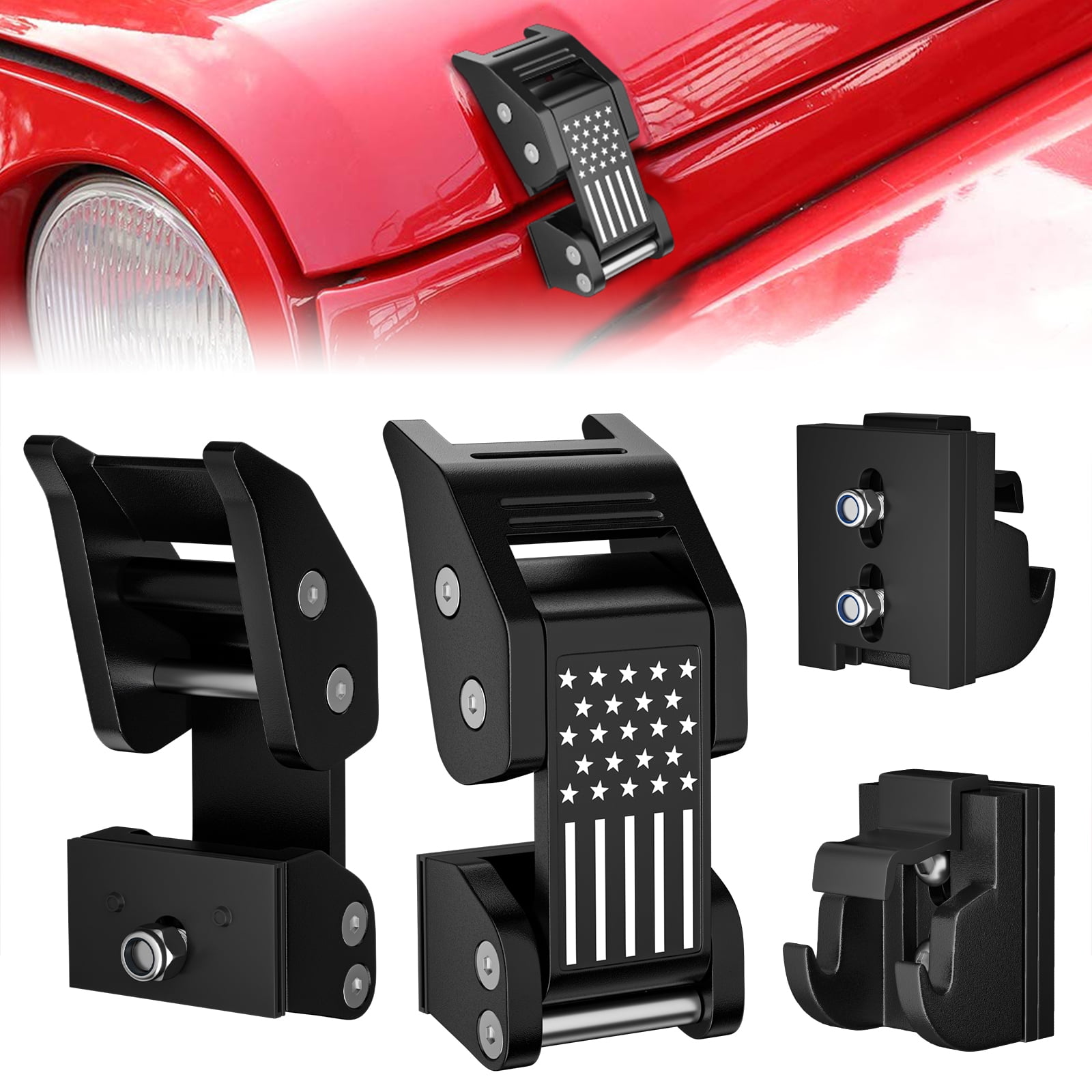 Hood Latches,Adjustable Hood Latch Locking Catch Kits, Aluminum Latch with  . Flag Style Compatible Jeep Wrangler | Walmart Canada