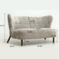 thumbnail image 2 of Aukfa 57.87" Armless Chenille Loveseat Chair, Upholstered Settee Bench with Backrest for Dining Room, Living Room & Bedroom,Camel, 2 of 8