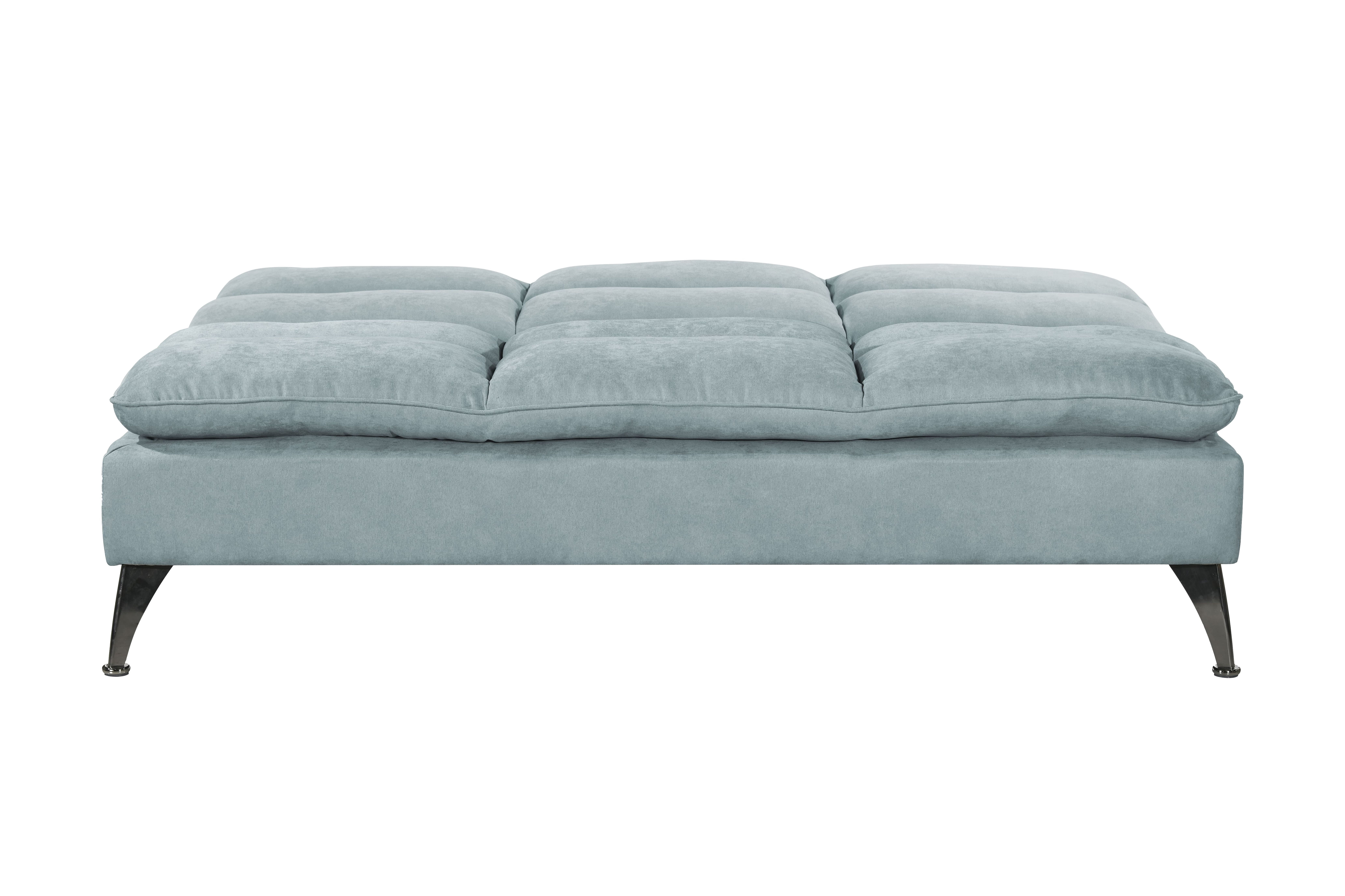 Sealy Santa Cruz Futon Sofa Convertible in Teal with Chrome Metal Legs