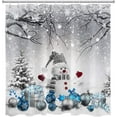 thumbnail image 4 of Winter Christmas Shower Curtain with Hooks, Cute Snowman in Snowy Forest Shower Curtain for Bathroom Decor Pine Tree Covered with Snow Shower Curtain Set Bathroom Accessories, 72L X 72W inches, 4 of 6