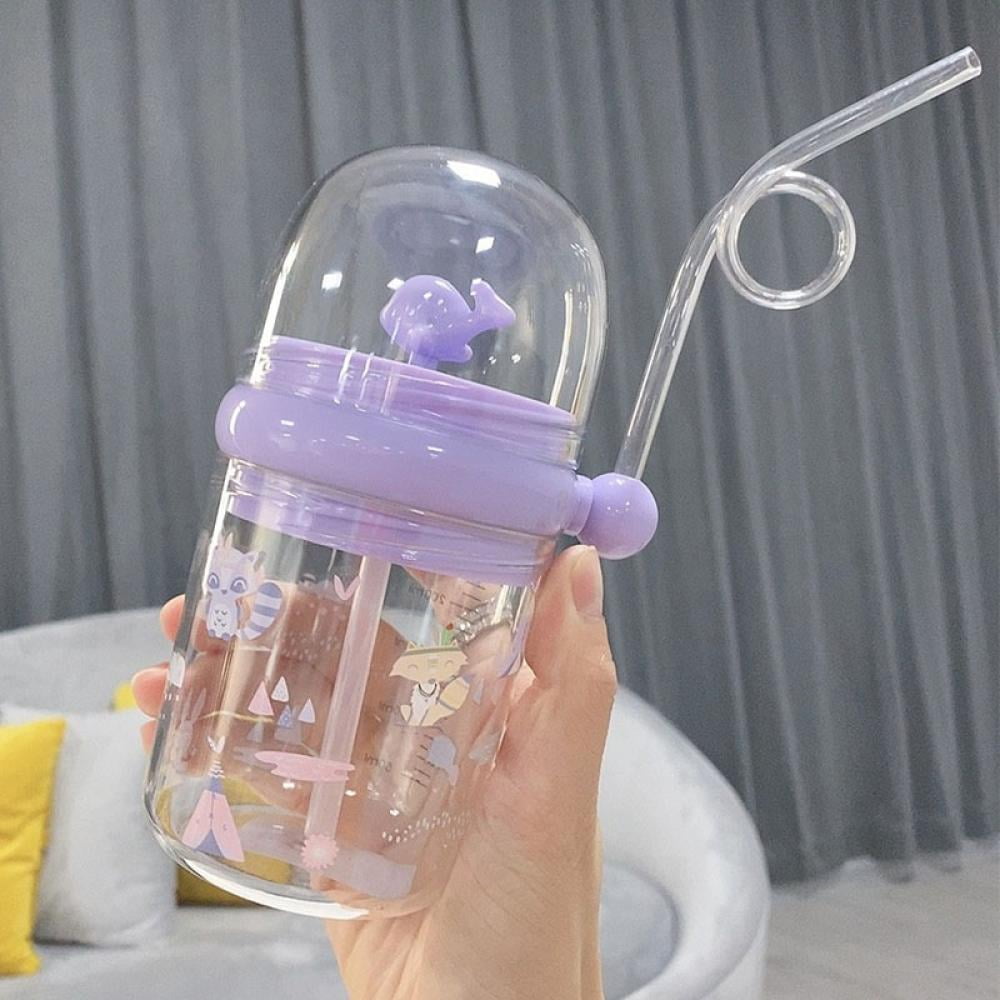 Whale Spray Water Bottle Sippy Cups Travel Cup with Straw Birthday Party Gift Drinking Cup green lamb, 260 ml 