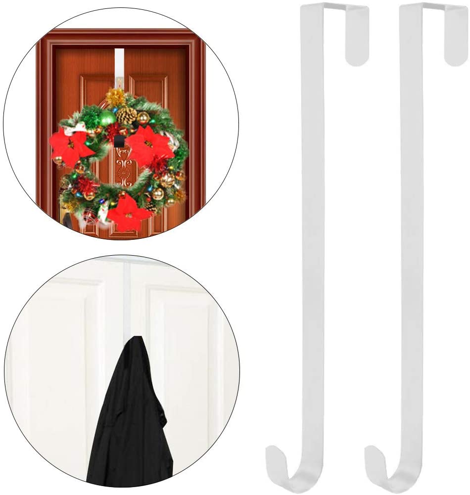 2 Pack Wreath Hanger,15/”Over The Door Wreath Hanger Christmas Wreath Door Hanger Metal Wreath Hook Hangers for Christmas Home Office Wall Wedding Door Decor