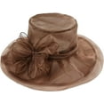 thumbnail image 2 of Women's Organza Flower Brim Derby Hat Church Dress Hat Bridal Shower Sun Hat, 2 of 7