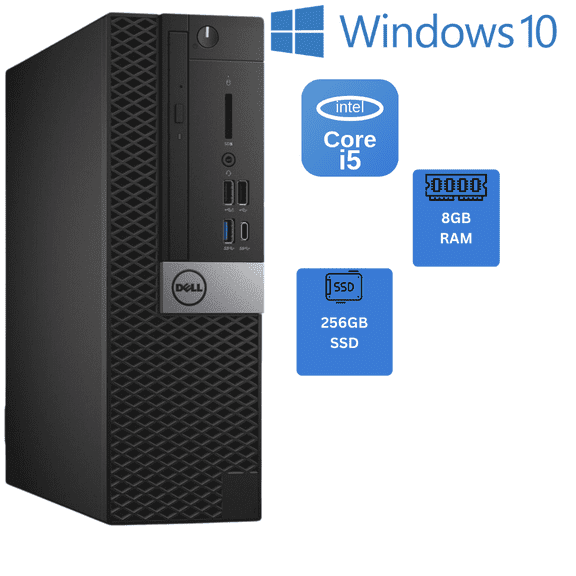 Pre-Owned Dell Optiplex 3050 Desktop Computer | Quad Intel i5 (3.2) | 8GB DDR4 RAM | 250GB SSD Solid State | Windows 10 Professional | Home or Office PC