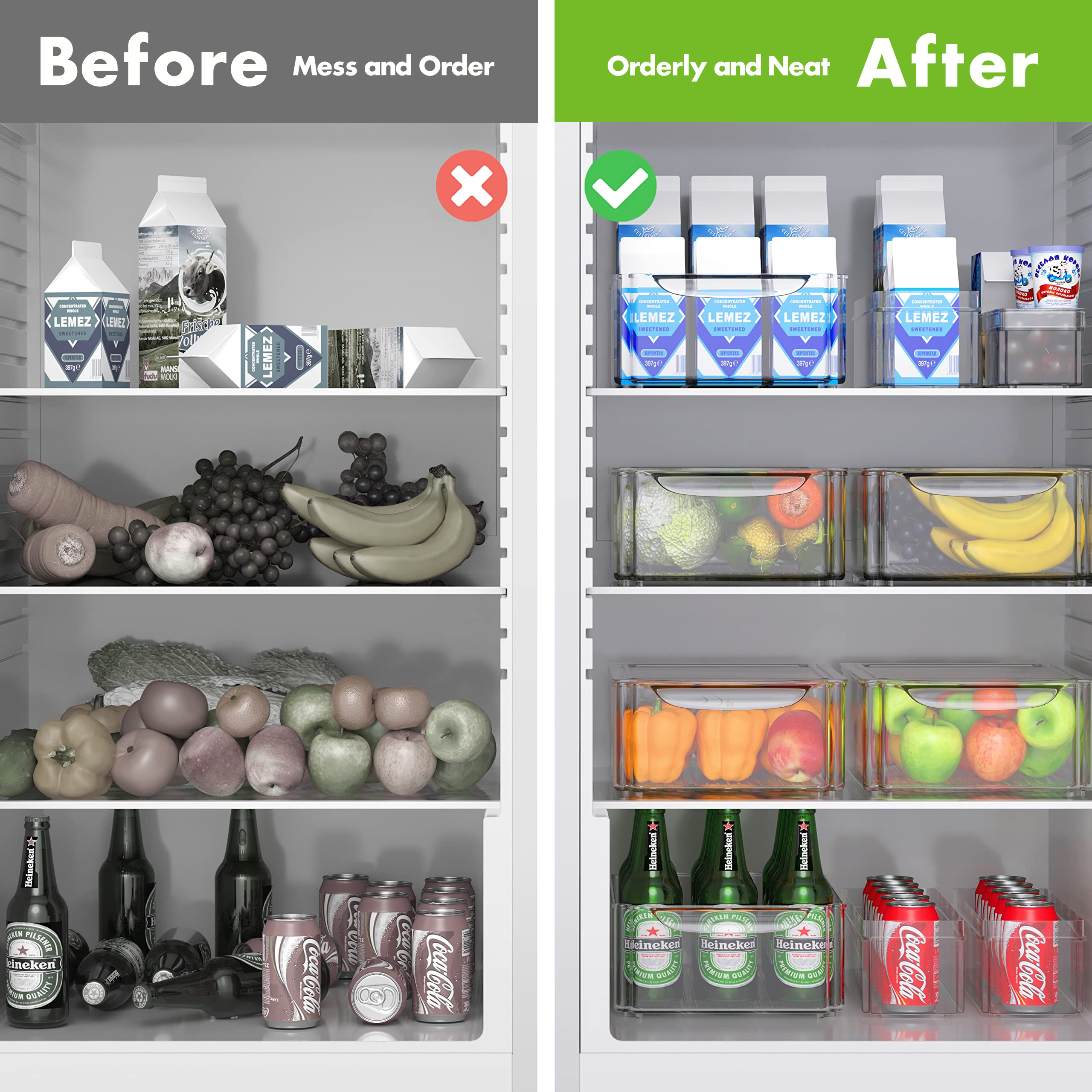 LeaderPro 7-Piece Refrigerator Organizer Bins with Lids photo 5