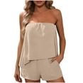 thumbnail image 3 of akafmk Womens 2 Piece Sets Loose Strapless Tube Top and Shorts Set with Pockets Comfortable Loungewear Sets Summer Outfits, 3 of 7