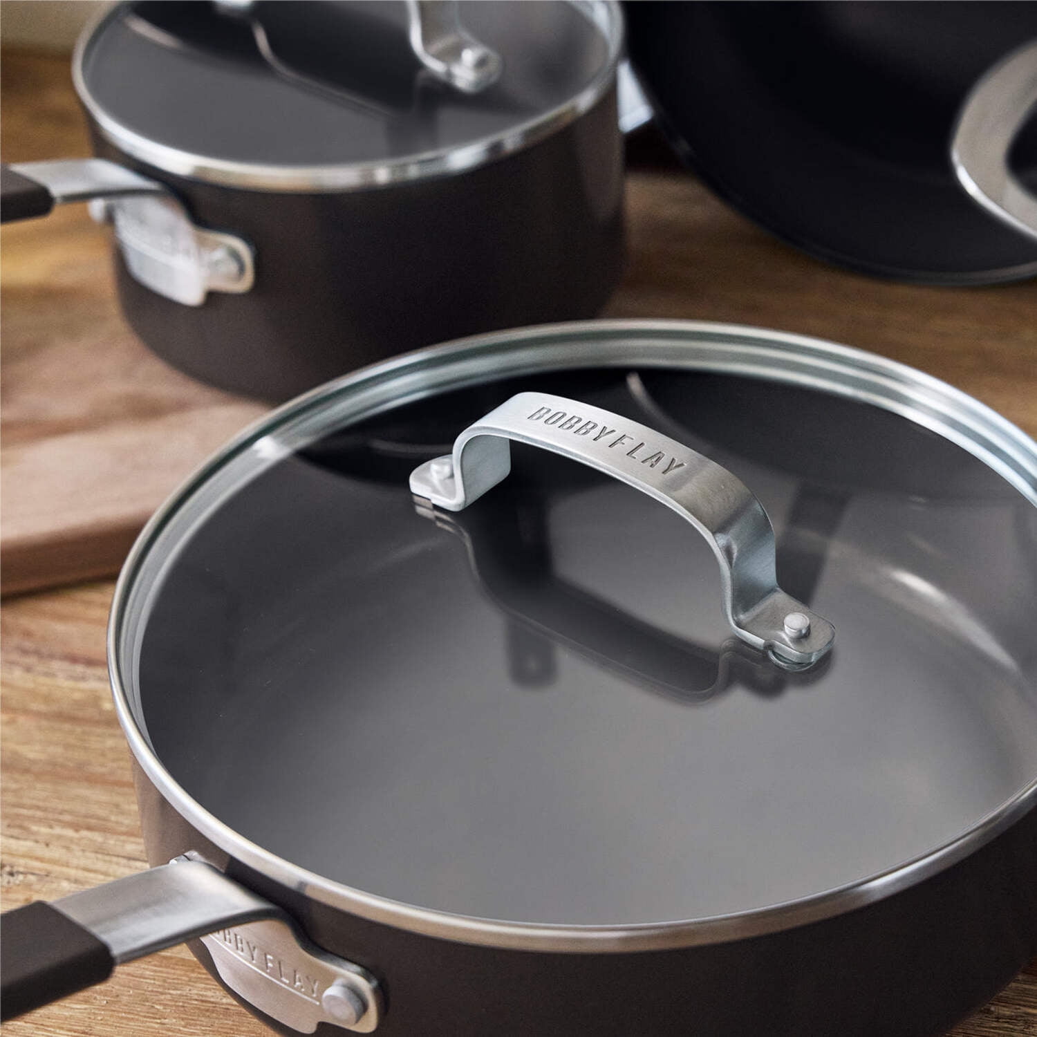 GreenPan x Bobby Flay 13 Piece Cookware Pots and Pans Set, Professional Grade Aluminum, Ceramic Nonstick, Induction Suitable, Stay-Cool Silicone Handle, Dishwasher & Oven Safe, Black