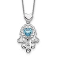 thumbnail image 2 of Sterling Silver Blue & Clear Cubic Zirconia Hamsa Pendant Necklace, 2 of 3