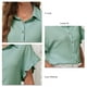 thumbnail image 5 of Camisas con botones para mujer, camisa básica informal con cuello en V y mangas de encaje, camisa básica de poliéster de Color puro para ir de compras, 5 of 6