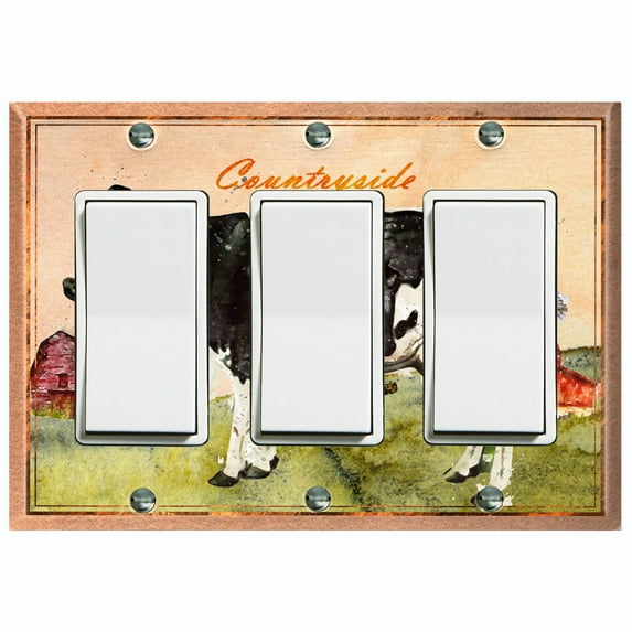 Metal Light Switch Plate Cover Cute Countryside Cow Animal Farm ANM003