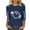 #0489-Navy, variant on Pincandy Football Shirts for Women Plus Size Graphic Print Pullover Shirts Casual 3/4 Length Sleeve Crewneck Fall Fashion Tops