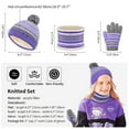 thumbnail image 5 of Sinhoon Winter Kids Hat Scarf and Gloves 3Pcs Set for Boys and Girls Toddler Age 3-6, Striped Pom Beanie Glove Neck Warmer, 5 of 7