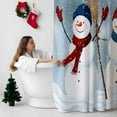 thumbnail image 5 of Christmas Snowman Bathroom Shower Curtain Winter Christmas Tree Xmas Snowflake Waterproof Washable Shower Curtains for Bathtub Bath Decor with Grommets and Hook 66 X 72 Inch, 5 of 8