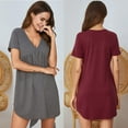 thumbnail image 6 of Womens Nightgowns Pajamas, Soft Sleep Shirt Short Sleeve Sleepwear, Comfy Night Shirt Pleated Scoop Neck Sleep Dress S-XXL, Gray, XL, 6 of 8