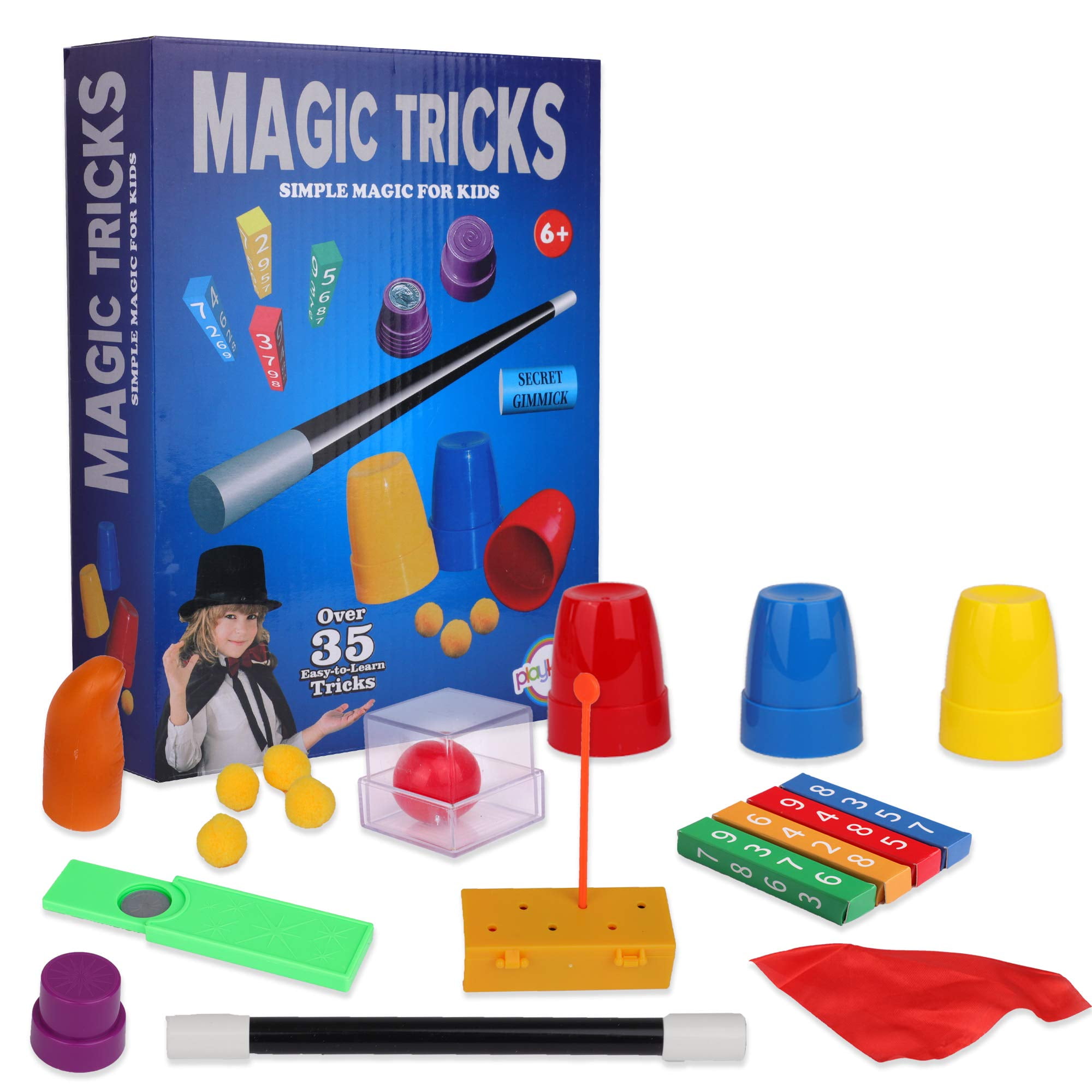 Kids Magic Trick Suitcase Set 100 Easy Learn Tricks Props Cards Hat Wand w Table 