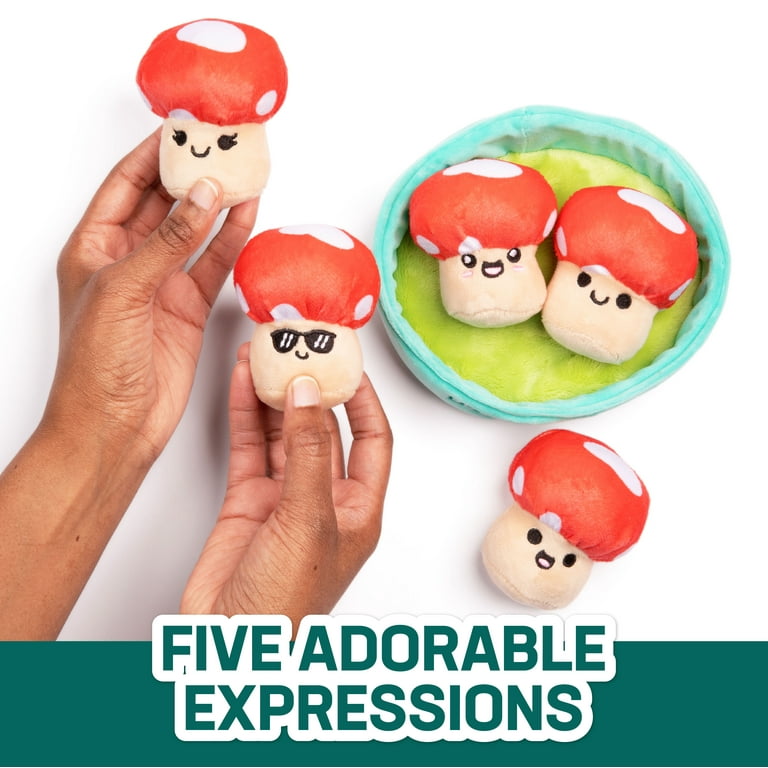 Emotional Support Mushrooms, 5 Food Plush Toys with Carrying