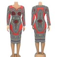 thumbnail image 1 of Vestidos africanos, ropa con cuello en V de moda étnica tribal con estampado Dashiki CM, 1 of 4
