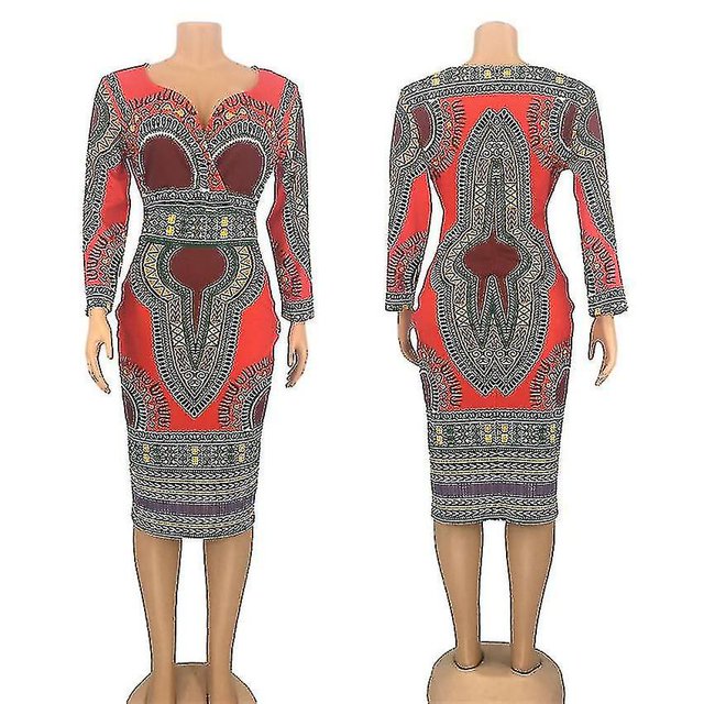 Vestidos africanos, ropa con cuello en V de moda étnica tribal con estampado Dashiki CM