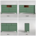 thumbnail image 3 of RichYa Green Dresser for Bedroom, 6 Drawer Dresser with Open Storage Shelf and Genuine Leather Pull Handles, Modern Chest of Drawers, 3 of 10