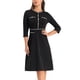 thumbnail image 1 of Vestido A-Line para Mujer INSPIRE CHIC con Color Contrastante, Vestido de Trabajo con Detalles de Tweed 2XL Negro, 1 of 6
