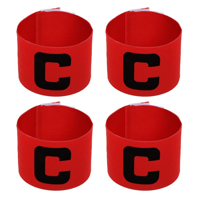 Unique Bargains Brassard de Capitaine de Soccer 11.8x2.8', Badge de Protection Élastique en Nylon, Rouge 4 Pack