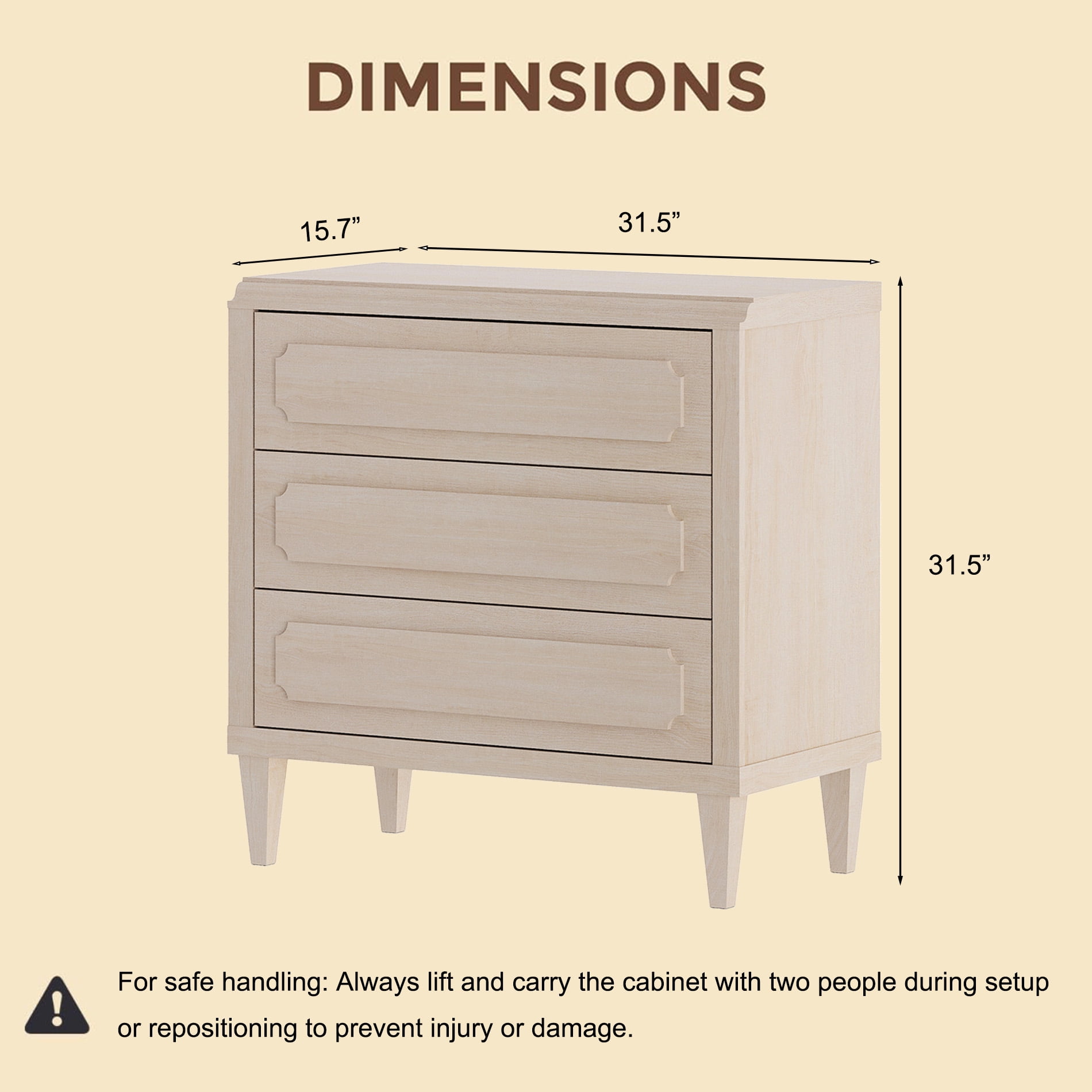 31.5" Tall Nightstand with 3 Drawers, Modern End Table with Storage for Living Room, Bedroom