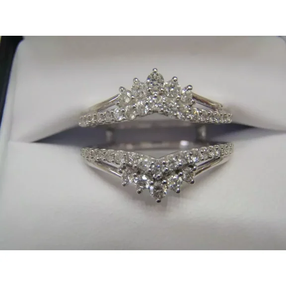 2 CT Round Cut Moissanite Enhancer Wrap Guard Wedding Ring 14k White Gold Plated