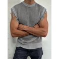thumbnail image 4 of Men'S Crochet Knit Sleeveless Mesh Tank Top Gray M, 4 of 7