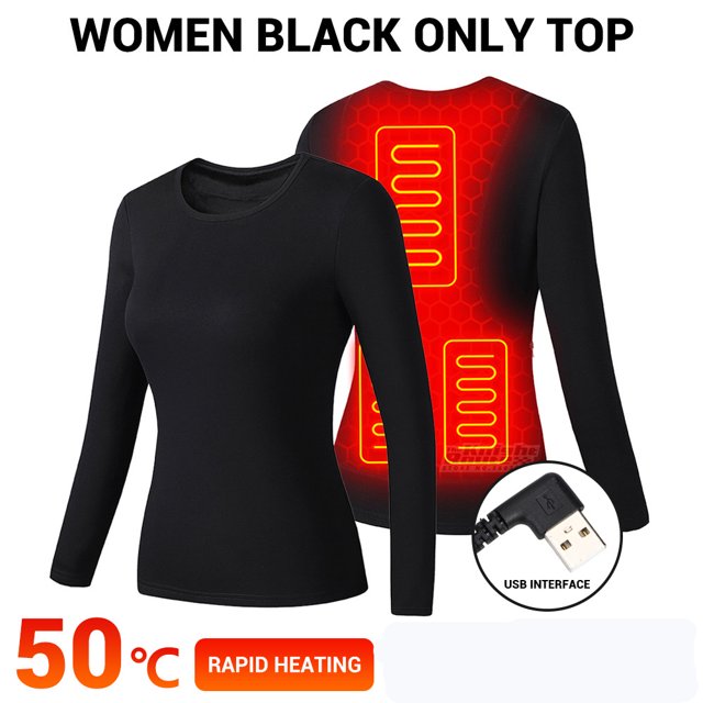 Men Women Heated Underwear Top with Pants Set Washable USB Charging Electric Thermal Heating Insulated Clothes with 3 Level Temperature Setting Cold-Proof Underwear Outdoor Winter Heating