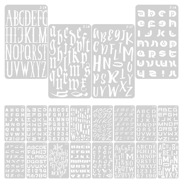 GOOHOCHY 20 hojas de plantillas de letras para pintar sobre madera, reutilizables, para manualidades, de plástico (A6)