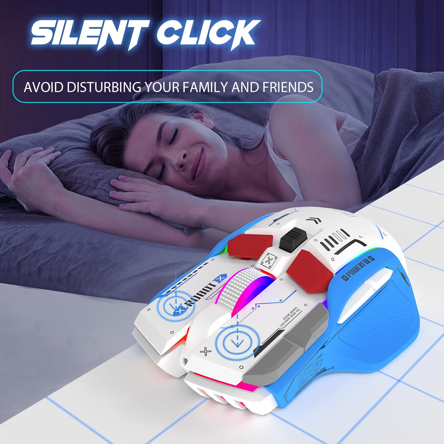 Gaming Mouse, Wired/Wireless/Bluetooth Tri Modes, 5 Adjustable DPI and 11 RGB Backlit, Rechargeable Silent Computer Gaming Mice for Windows/Android/MAC/iOS