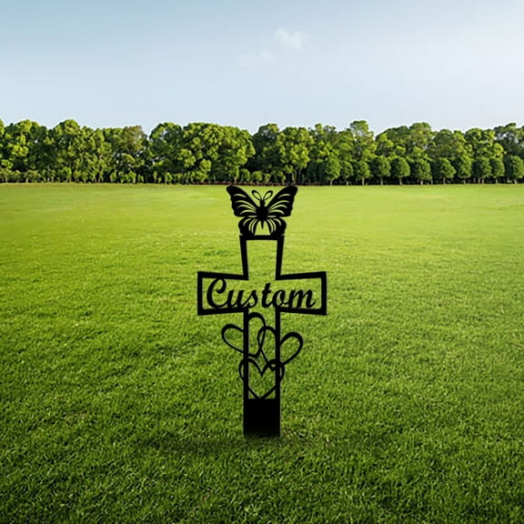 Custom Personalized Memorial Metal Stake, Butterfly Garden Stakes, Sympathy Sign, Heart Garden Stake, Memorial Plaque