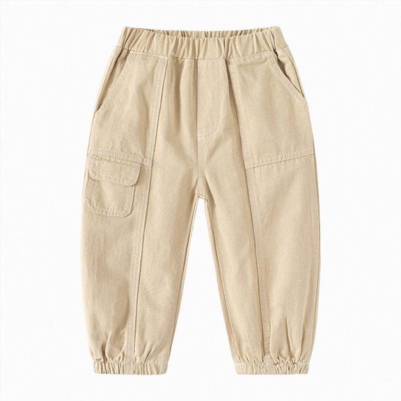 NIEWTR Boys Sweatpants Straight Leg Athletic Open Bottom Joggers Lightweight Drawstring Kid Pants with Pockets 2T 3T 4T 5T 6T 7T 8T 9T Boys Uniform Dress Pant(A-Beige,6-7 Years)