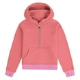 thumbnail image 5 of Lenpel Hoodies for Girls Casual Long Sleeve Half Zip Hooded Cropped Sweatshirts Pullover Sweatshirt Tops with Thumb Holes(Watermelon Red,13-14 Years), 5 of 5